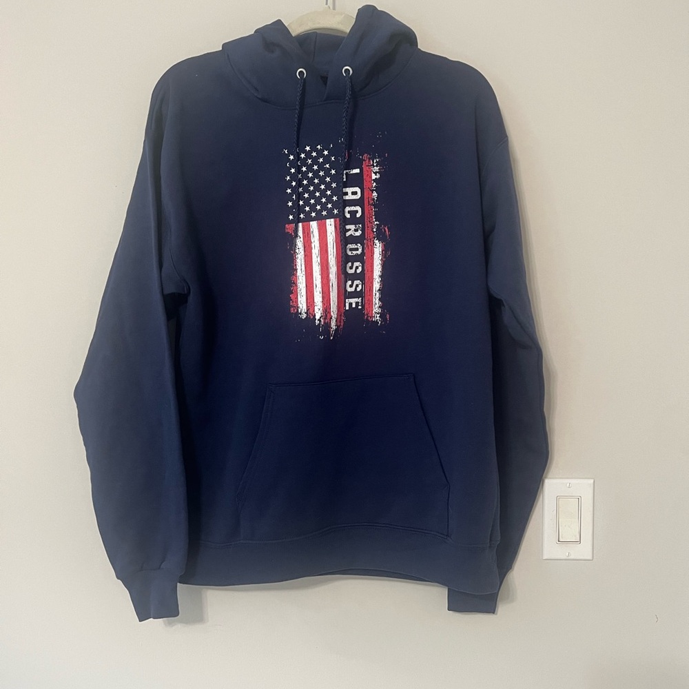 Hanes Blue Lacrosse Hoodie - Picture 4 of 8